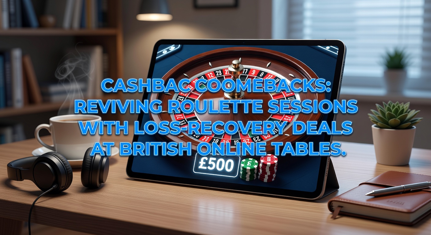 Digital roulette wheel spinning with cashback icons overlayed, symbolizing loss recovery in online UK casinos