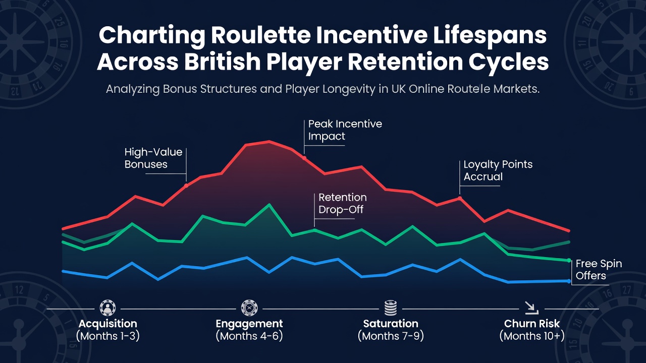 Graph showing roulette incentive lifespans plotted against UK player retention timelines from recent industry reports