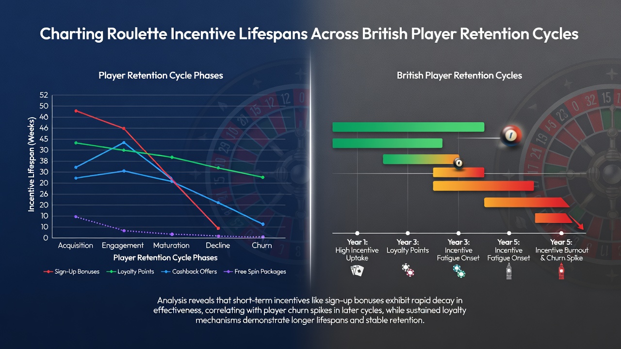 Infographic illustrating player retention curves alongside varying lengths of roulette bonus validity periods