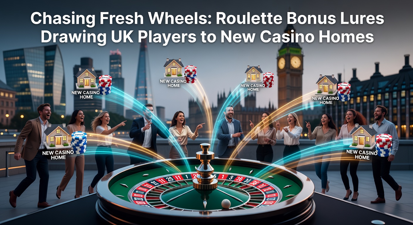 Vibrant roulette wheel spinning with bonus icons overlayed, symbolizing new casino attractions for UK players