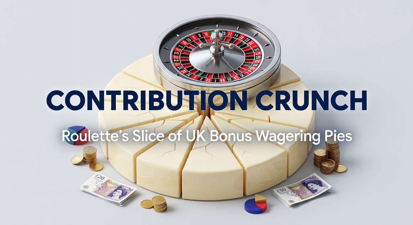 Graphic illustrating pie chart with roulette slice dwarfed by slots and other games in bonus wagering contributions
