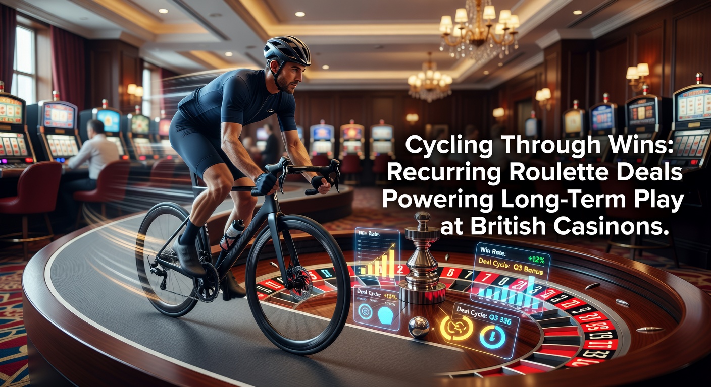 Dynamic roulette table surrounded by icons of recurring bonus cycles, highlighting ongoing promotions in a vibrant casino setting