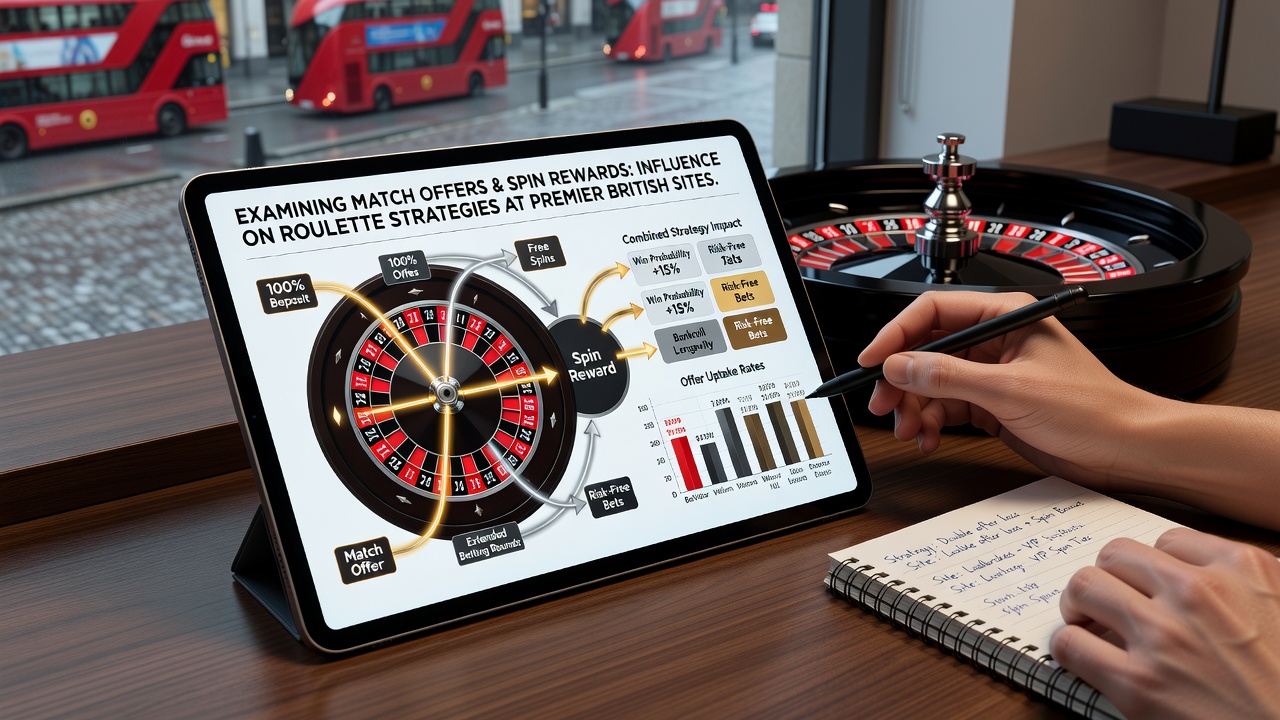 Premier British roulette sites showing combined bonus interfaces for match offers and spin rewards