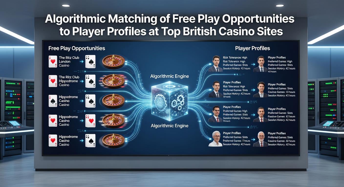 Illustration of algorithmic systems matching free play offers to casino player profiles on digital dashboards