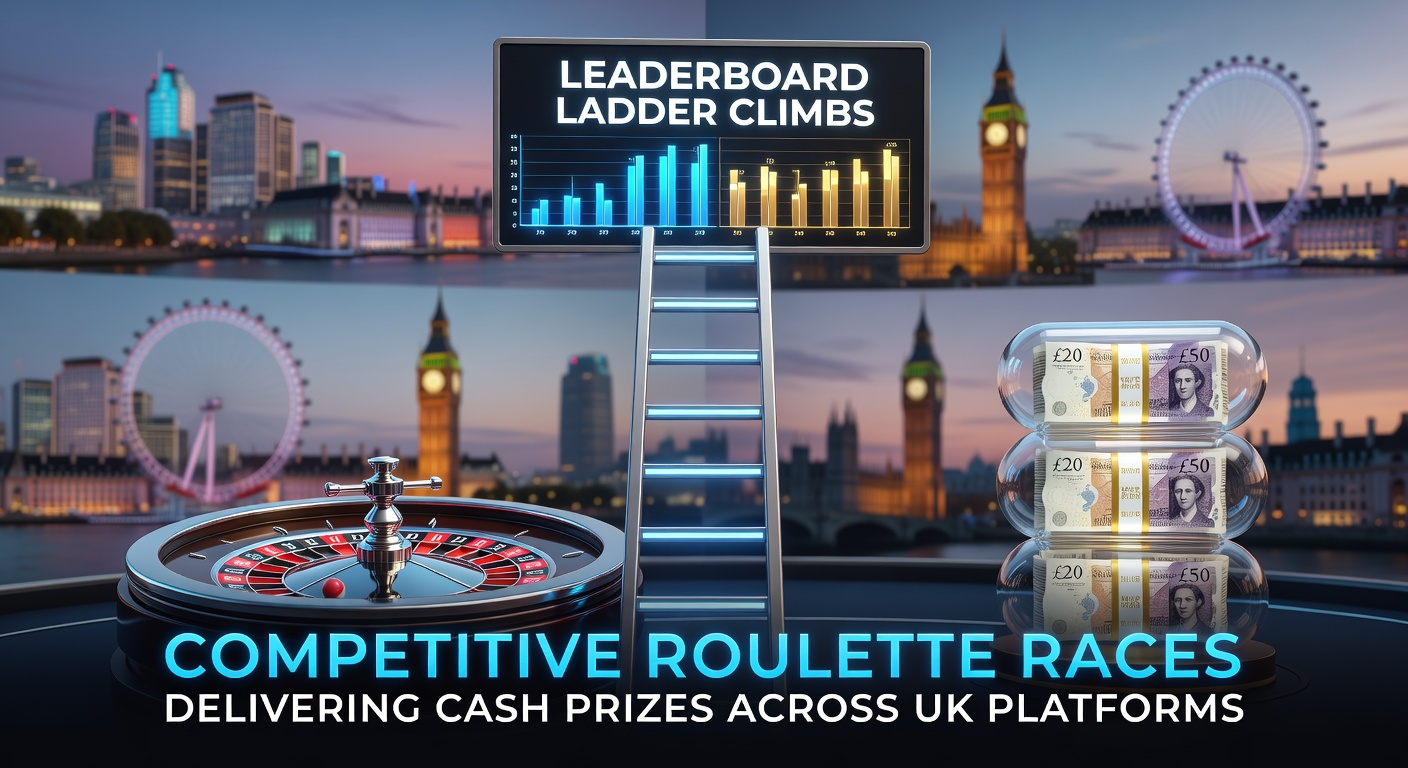 Dynamic roulette leaderboard displaying climbing player ranks and escalating cash prizes on a vibrant UK casino platform