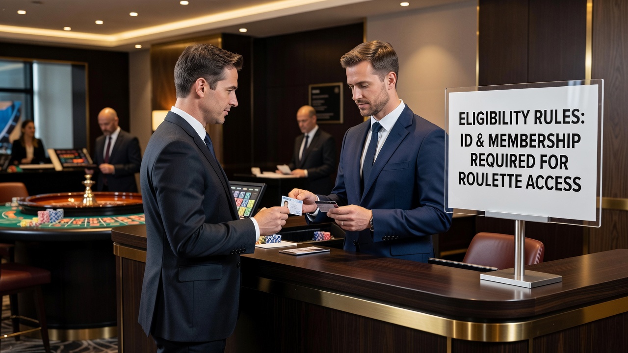 Licensed British casino interior showing roulette tables and verification checkpoints for player access