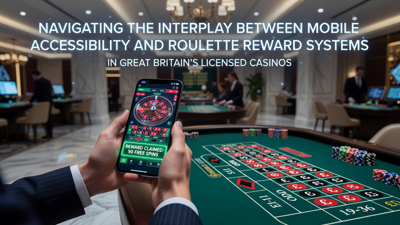 Mobile device displaying roulette game interface with reward notifications in a licensed casino setting