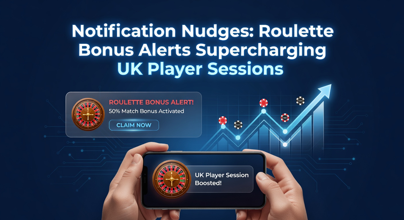 Smartphone screen displaying a push notification for a roulette bonus offer at a UK casino, highlighting session extension prompts
