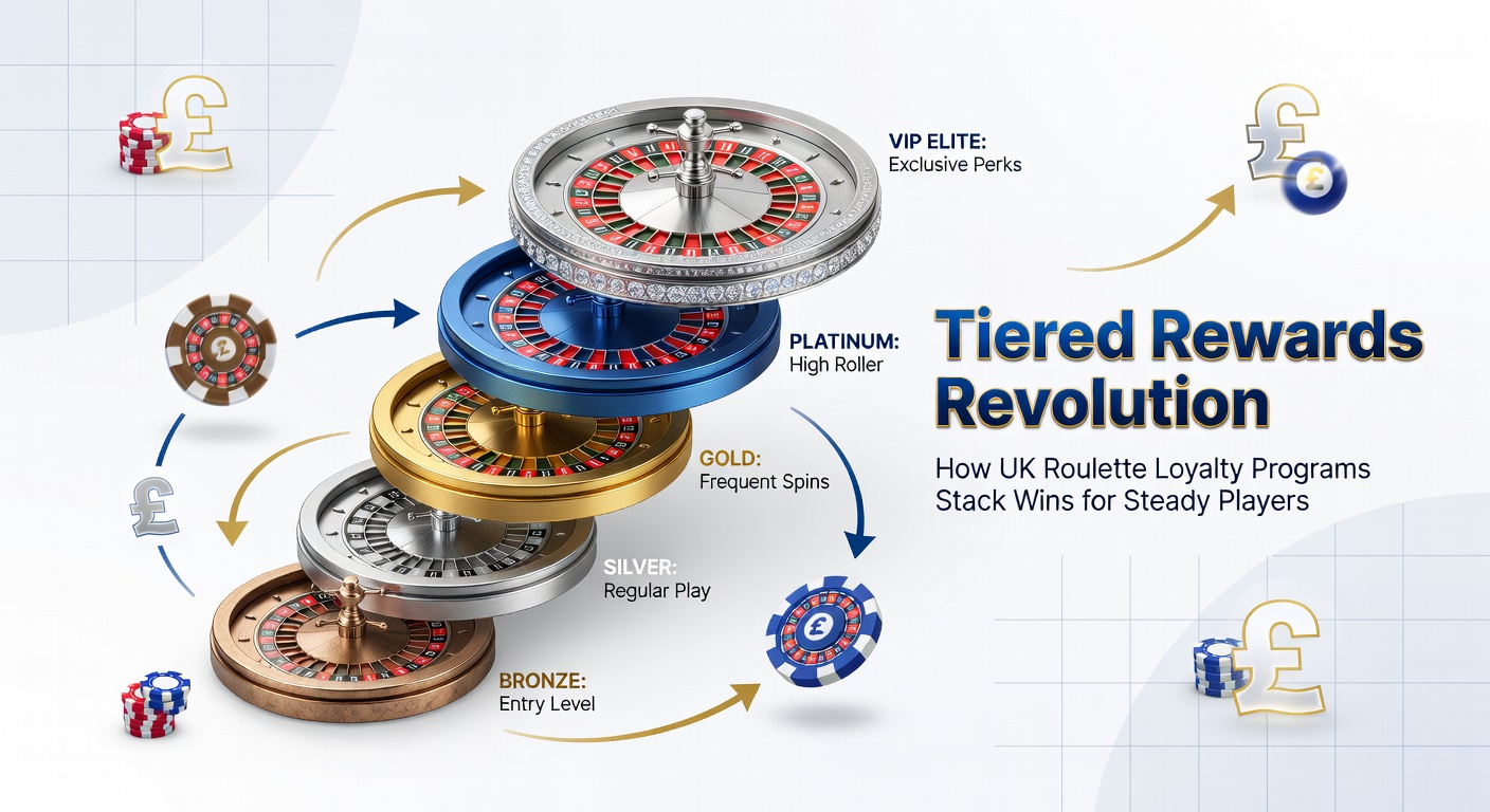 Screenshot of a UK casino loyalty dashboard displaying tier progression bars, roulette bonus meters, and reward unlock notifications for a steady player account