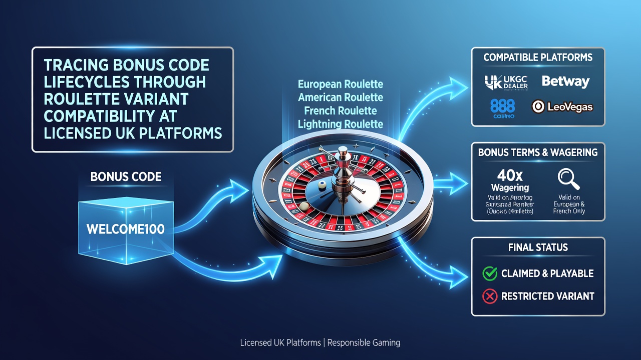 Roulette wheel with bonus code elements overlaid on a digital casino interface