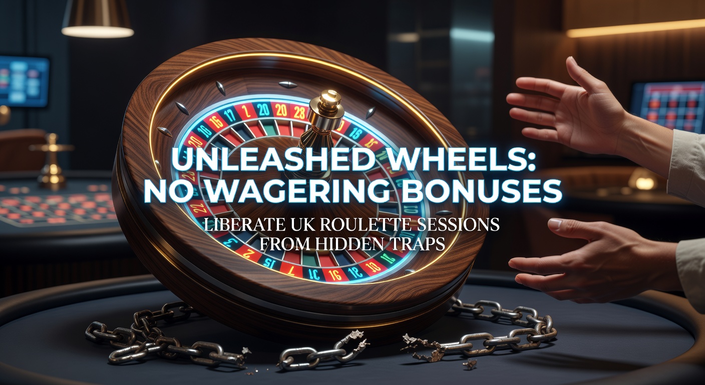 Roulette wheel spinning freely with golden chips scattered around, symbolizing unrestricted bonus play in UK casinos