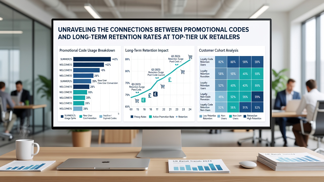 Analytics dashboard displaying retention curves linked to promotional code redemptions